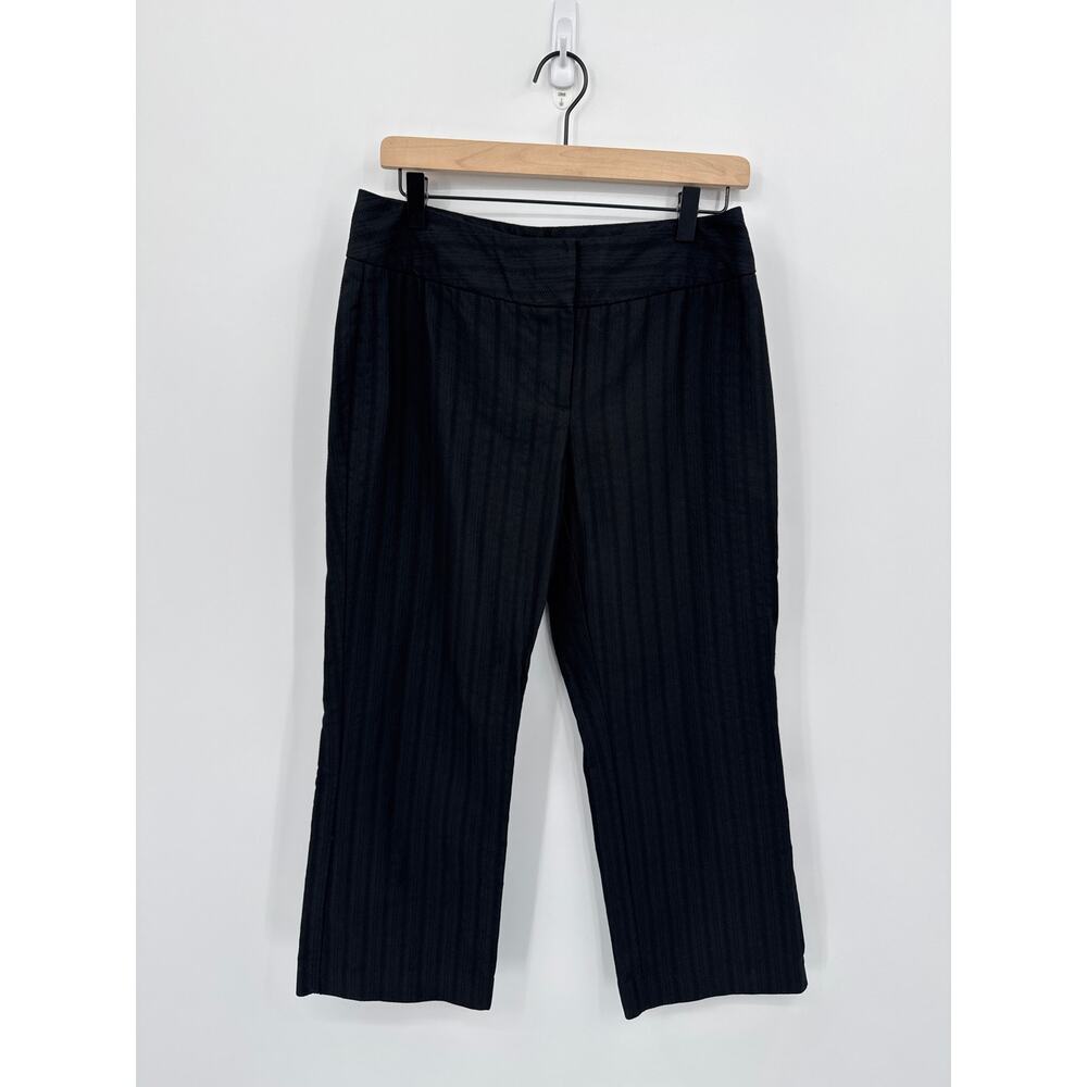 Ann Taylor Textured Woven Vertical Stripe Cotton Dress Pants Black Size 6